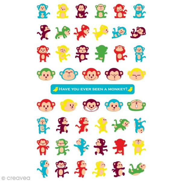 Funny stickers - epoxy - Singe qui rit x 42 - Photo n°1
