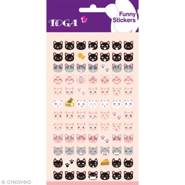 Funny stickers - epoxy paillettes - Happy cat x 84 - Photo n°2