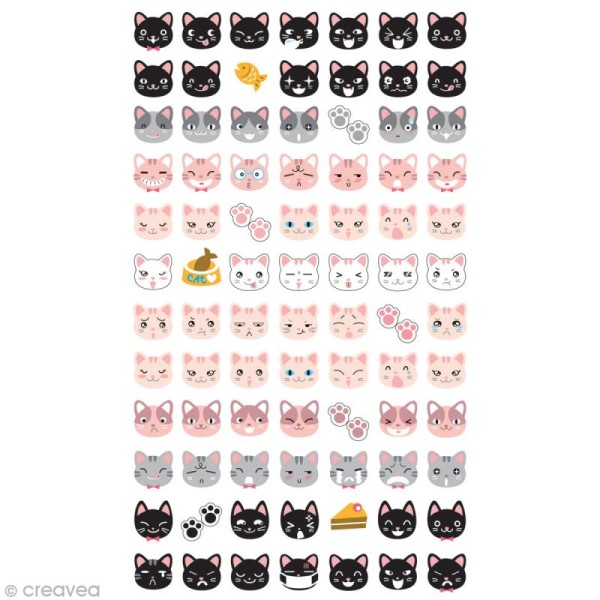 Funny stickers - epoxy paillettes - Happy cat x 84 - Photo n°1