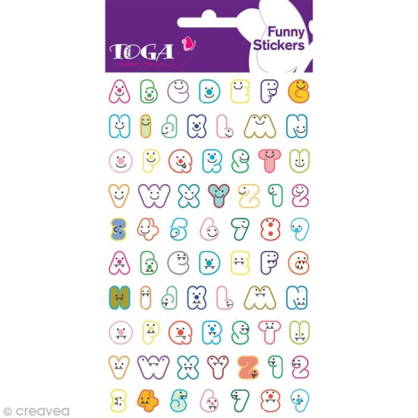 Funny stickers - epoxy - Alphabet qui rit x 70 - Photo n°2