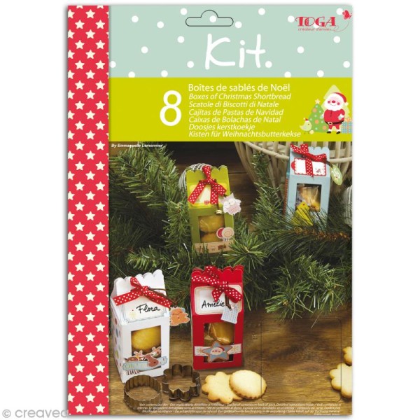 Kit boîte de sablés de Noël x 8 - Boules de neige et pains d'épices - Photo n°1