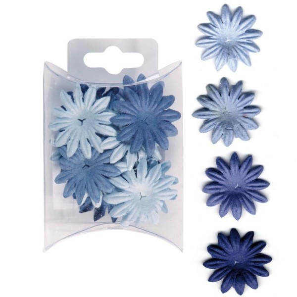 Fleur en papier mini modèle bleu x 16 - Photo n°1