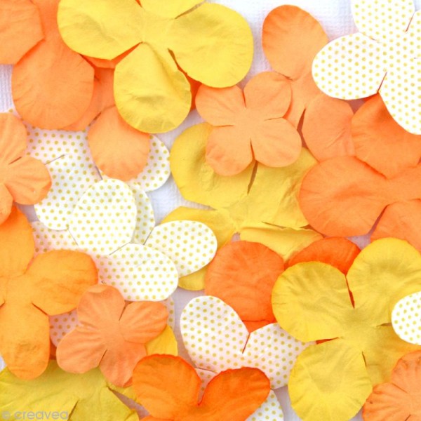 Fleurs en papier Jaune Orange - 25 pièces - Photo n°2