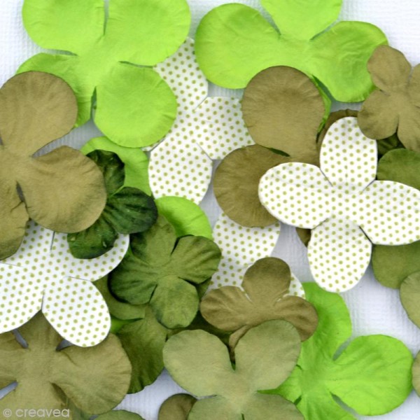 Fleurs en papier Vert - 25 pièces - Photo n°2