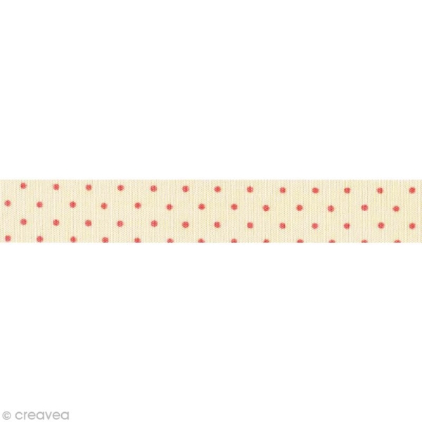 Masking Tape tissu - Crème pois rose - Daily Like 5 m - Photo n°1
