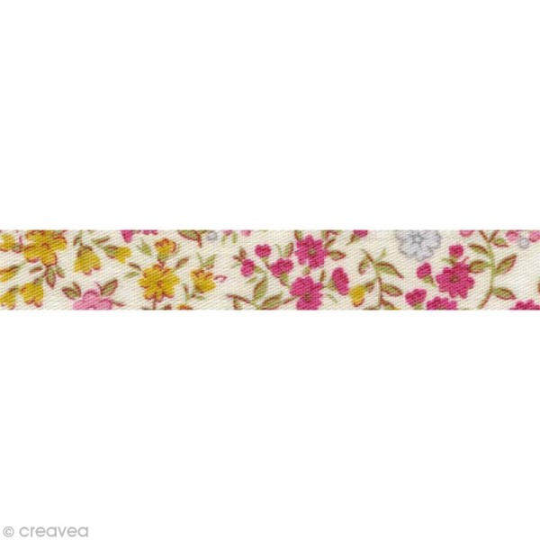Masking Tape tissu - Mille-fleurs rose, jaune et bleu - Daily Like 5 m - Photo n°1