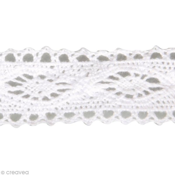 Galon dentelle en coton Cassandra blanc - 2,5 cm x 2,5 m - Photo n°2