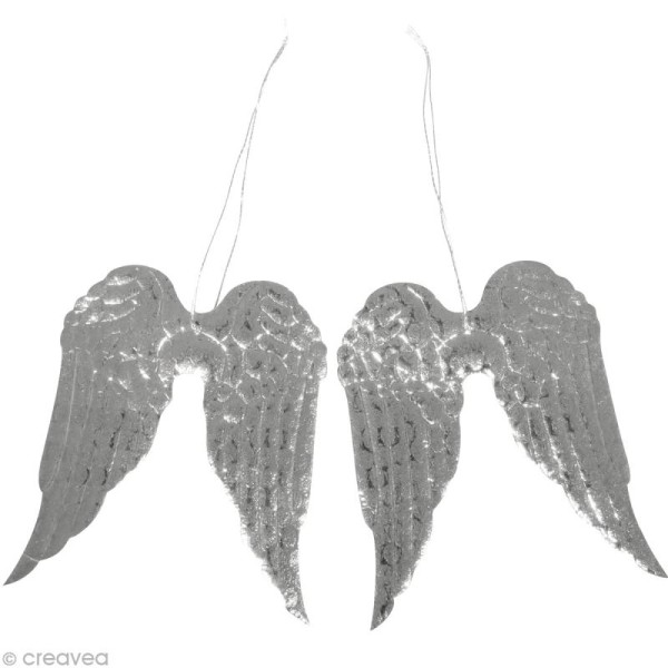 Aile d'ange à suspendre Argenté - 6 pièces de 7,5 cm - Photo n°1