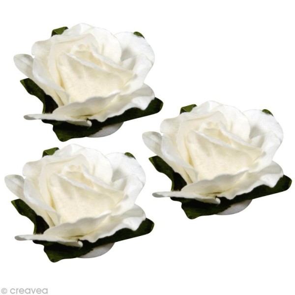 Rose en papier 15 mm - blanc x 15 - Photo n°2
