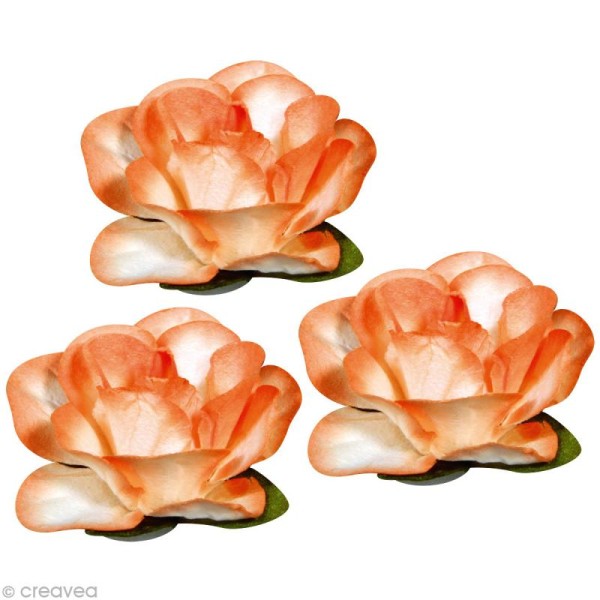 Rose en papier 15 mm - Orange x 15 - Photo n°2