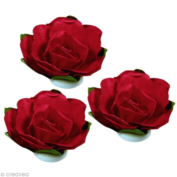 Rose en papier 15 mm - Rouge classique x 15 - Photo n°2