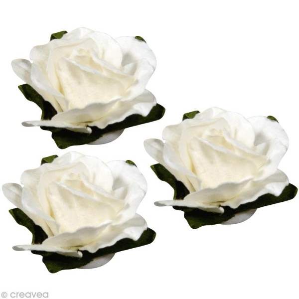 Rose en papier 25 mm - blanc x 8 - Photo n°2