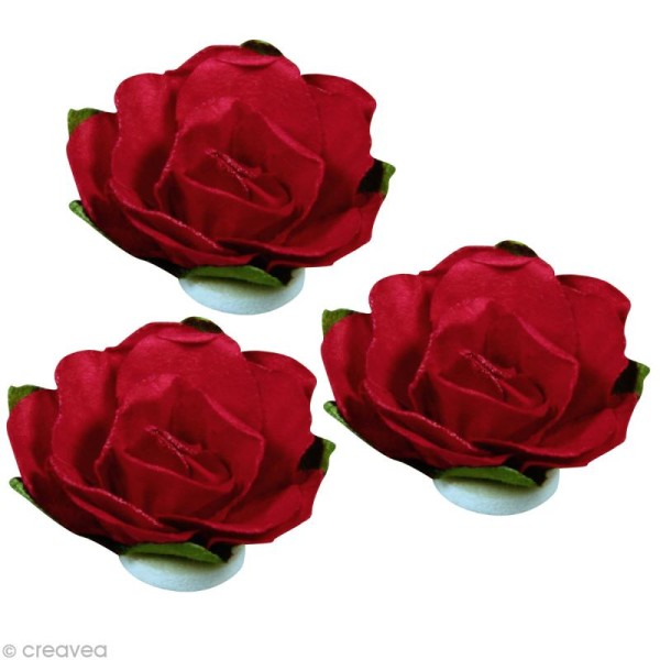 Rose en papier 25 mm - Rouge classique x 8 - Photo n°2
