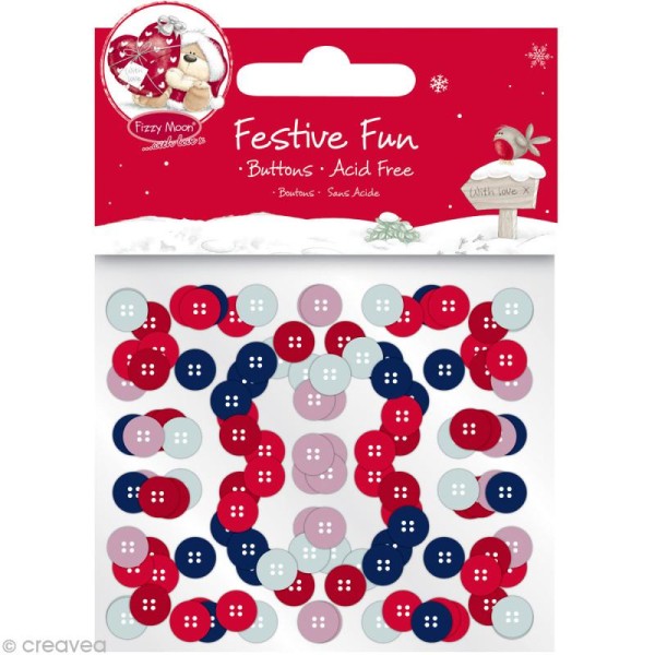 Assortiment boutons de Noël - Festive fun x 60 - Photo n°1