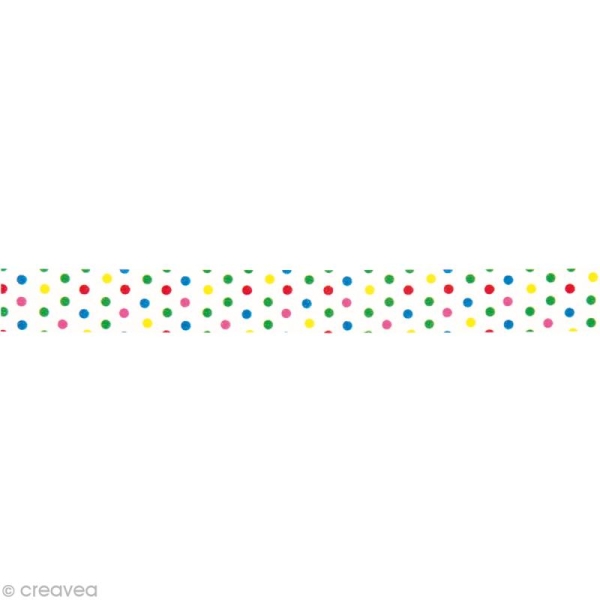 Washi Tape Petits pois multicolores 15 mm x 15 m - Photo n°1