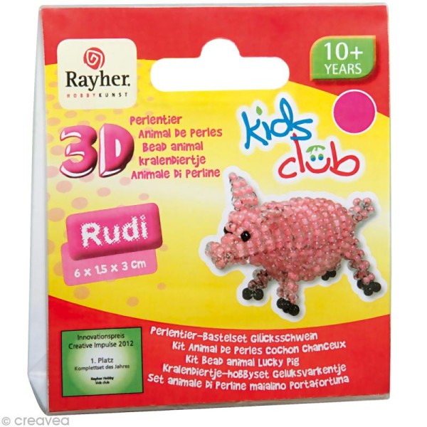 Kit animal 3D en perles - Rudi le cochon - Photo n°1