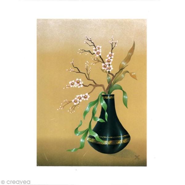 Image 3D Fleur - Pot noir fleurs blanches 24 x 30 cm - Photo n°1