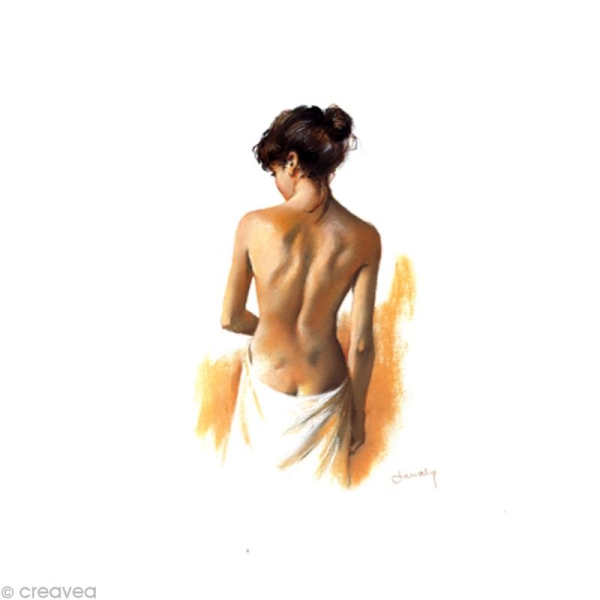 Image 3D Femme - Nu de dos drap blanc 24 x 30 cm - Photo n°1