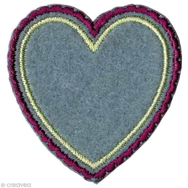 Patch thermocollant Lucy - Coeur bleu gris - Photo n°1