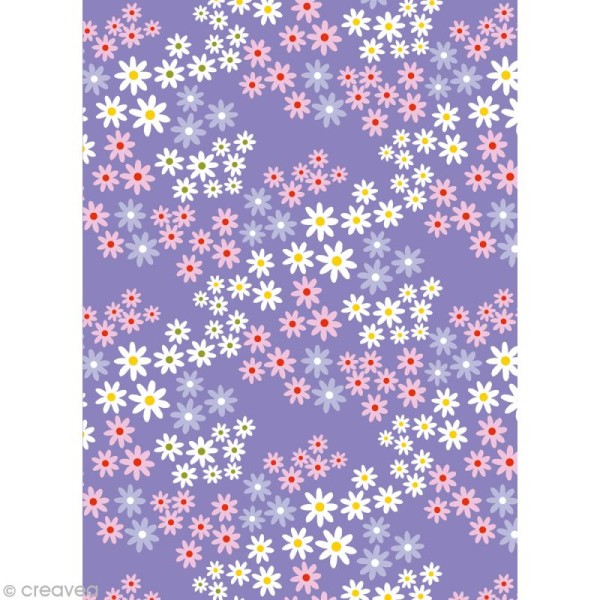Coupon tissu Artemio Alice - Petites fleurs (fond mauve) 45 x 55 cm - Photo n°1