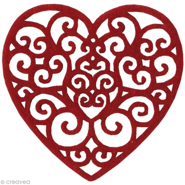 Coeurs en feutrine Rouge - 4 pièces 5,5 cm - Photo n°1