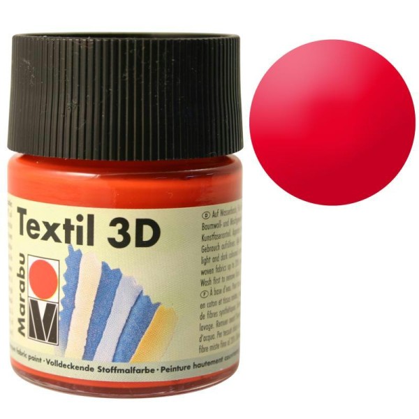 Peinture pour tissu Textil 3D rouge cerise 50 ml - Photo n°1