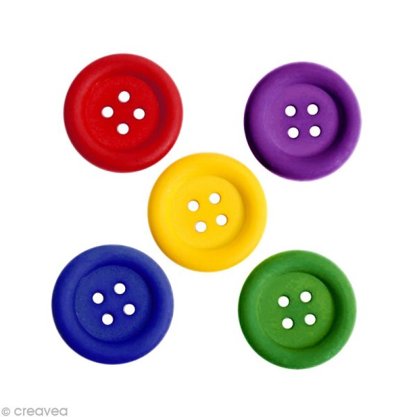 Bouton décoratif rond - Boutons tous ronds - 3,4 cm x 5 - Photo n°2