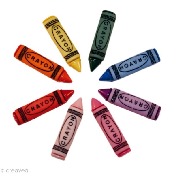 Bouton décoratif - Enfant - Crayons de couleur x 8 - Boutons