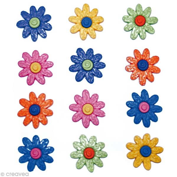 Bouton décoratif - Fleur - Fleurs de soleil x 12 - Photo n°1