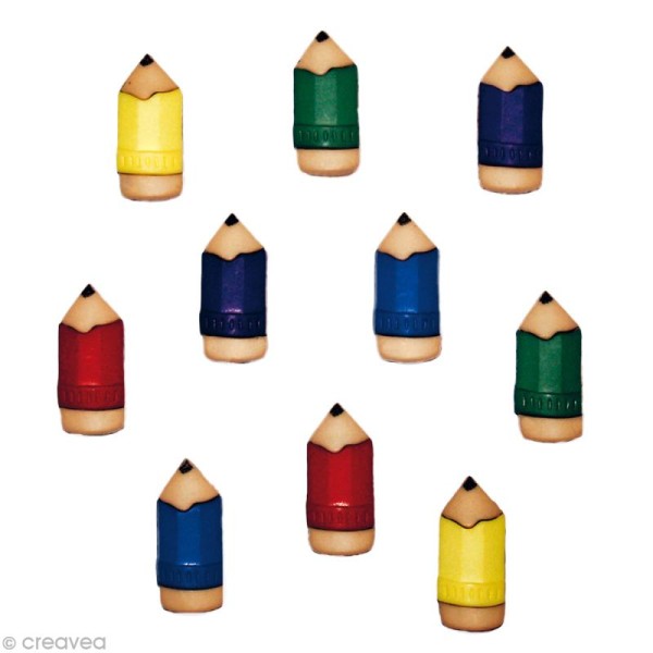 Bouton décoratif - Enfant - Crayons d'écolier x 10 - Photo n°1