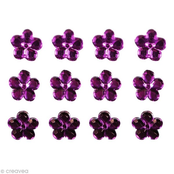 Strass décoratif - Fleur - Brillants violets 1,3 cm x 12 - Photo n°1