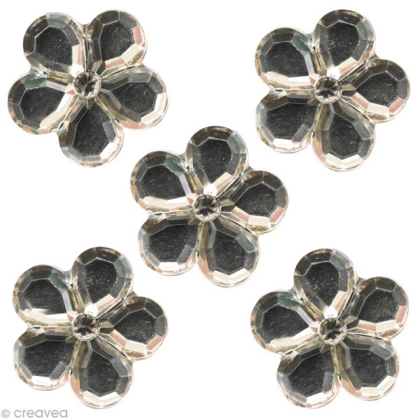 Strass décoratif - Fleur - Joyaux fleuris cristal 2 cm x 5 - Photo n°1