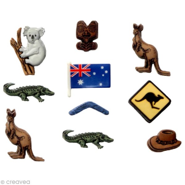 Bouton décoratif - Voyage - Australie x 10 - Photo n°1