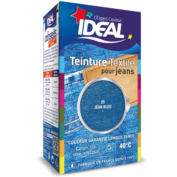 Teinture Tissu Idéal liquide - Bleu jean - 40 ml - Teinture coton - Creavea