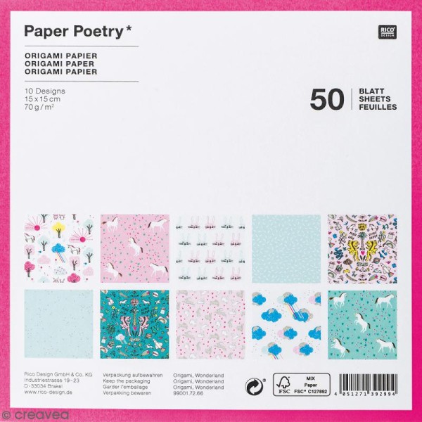 Papier origami Wonderland - 15 x 15 cm - 50 feuilles - Photo n°1