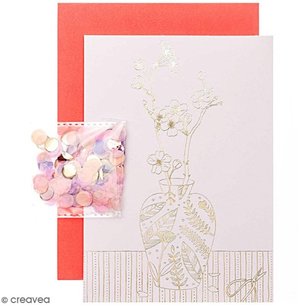 Kit carte anniversaire à personnaliser - Rico Design Hygge - Fleurs de cerisier - 12,5 x 17,5 cm - Photo n°1