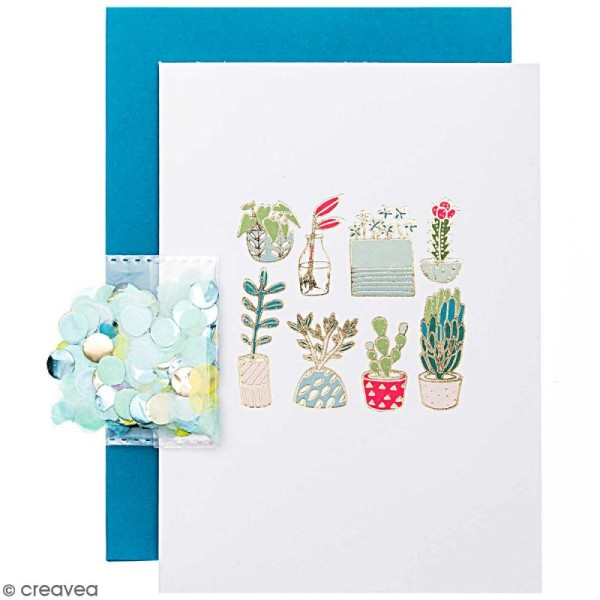Kit carte anniversaire à personnaliser - Rico Design Hygge - Cactus et succulents - 12,5 x 17,5 cm - Photo n°1