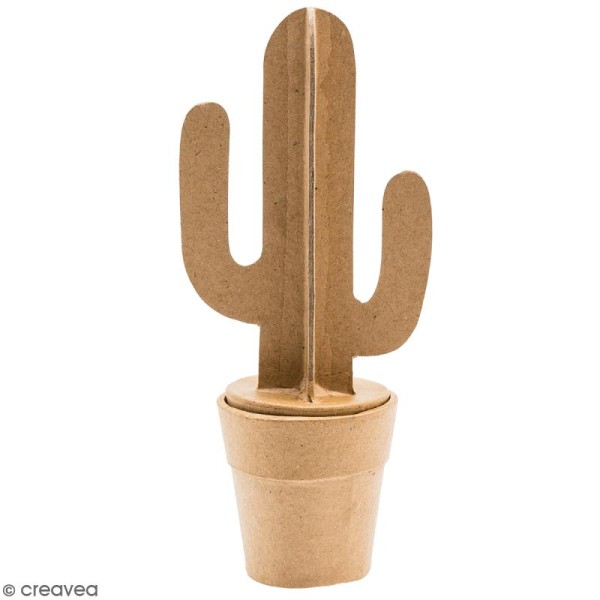 Petit cactus cierge en papier mâché à décorer - 20 cm - Photo n°1