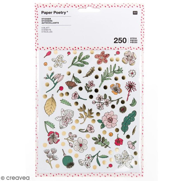 Stickers - Hygge fleurs Brillant et Neon - 250 pcs - Photo n°1