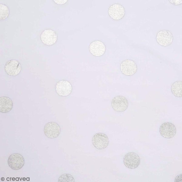 Coupon de tissu Toile jersey Made by me - Pois argentés - Fond Blanc - 70 x 100 cm - Photo n°1