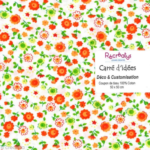 Coupon tissu patchwork N°7 - Fleuris - 50 x 50 cm - Photo n°1