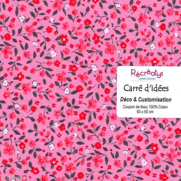 Coupon tissu patchwork N°10 - Fleuris - 50 x 50 cm - Photo n°1