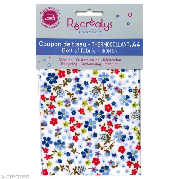 Tissu Thermocollant - Fleuri N°12 - A4 - Photo n°1