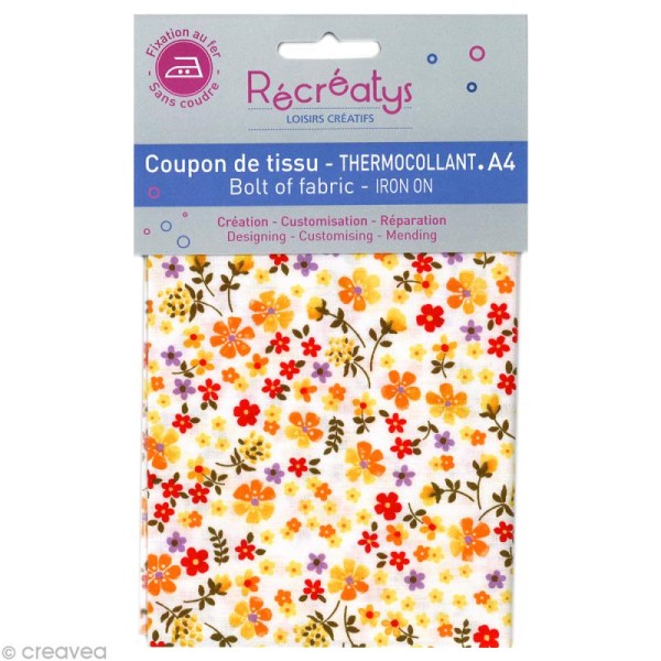 Tissu Thermocollant - Fleuri N°14 - A4 - Photo n°1