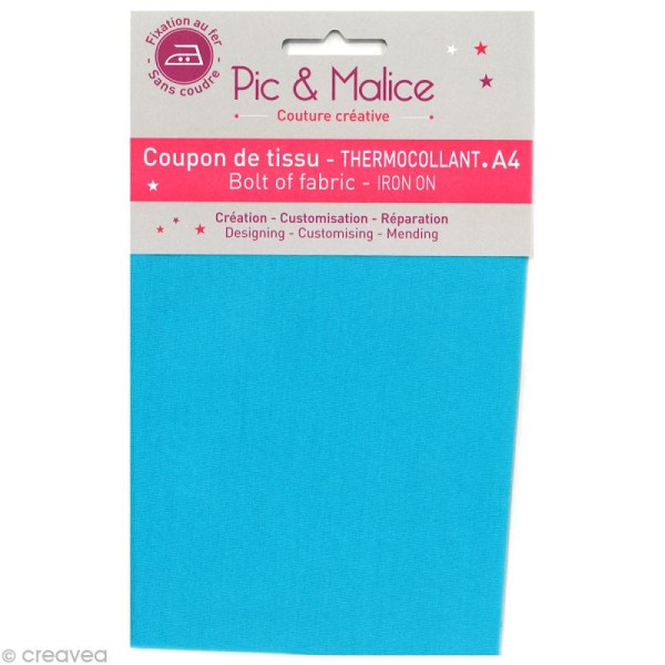 Tissu thermocollant - Uni Bleu clair - A4 - Photo n°1