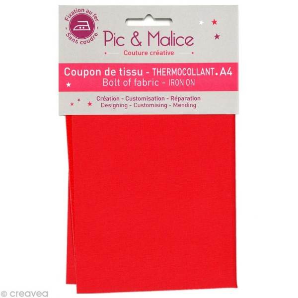 Tissu thermocollant - Uni Rouge - A4 - Photo n°1