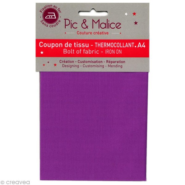 Tissu thermocollant - Uni Violet parme - A4 - Photo n°1