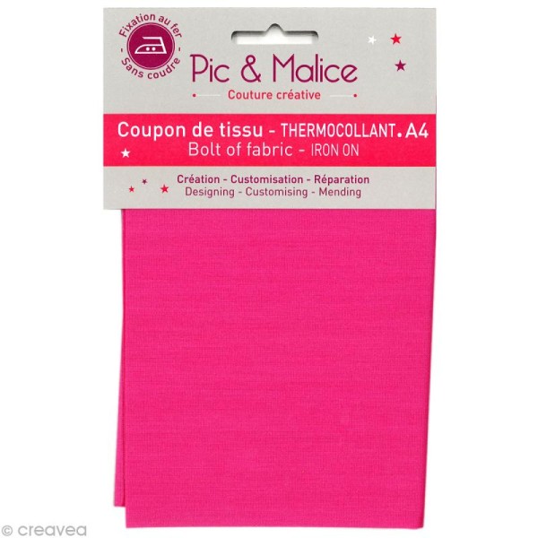 Tissu thermocollant - Uni Rose framboise - A4 - Photo n°1