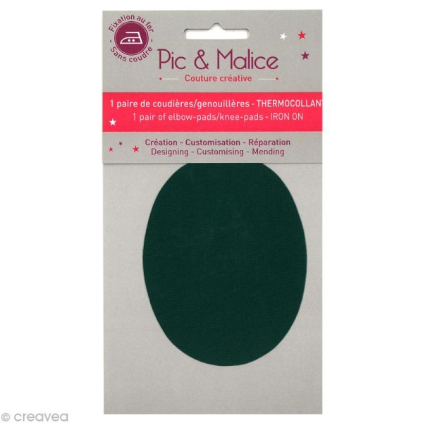 Coude thermocollant - Uni - Vert sapin 9,5 x 7,5 cm 1 paire - Photo n°1