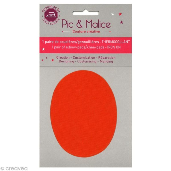 Coude thermocollant - Uni - Orange 9,5 x 7,5 cm 1 paire - Photo n°1
